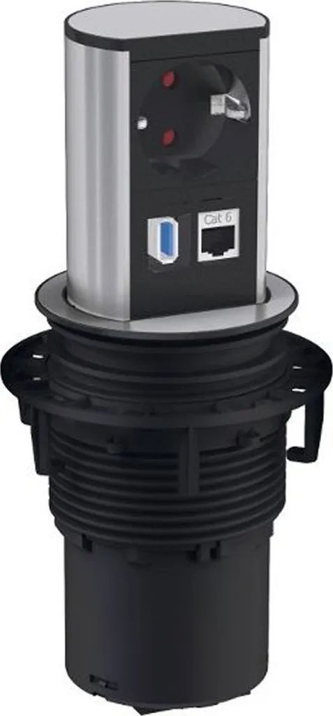 BACHMANN ELEVATOR Prise de Courant Escamotable 1x CAT6 1x USB 3.0 Inox