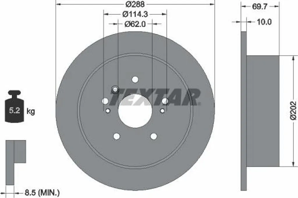 Disque de frein Textar 92171603 OE 424310E010 pour Lexus RX 350 et 450h