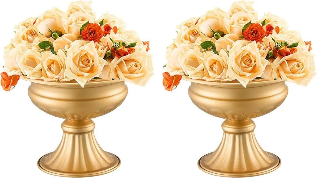 Centre de Table Mariage Doré : Lot de 10 Vases Médicis Design en Métal