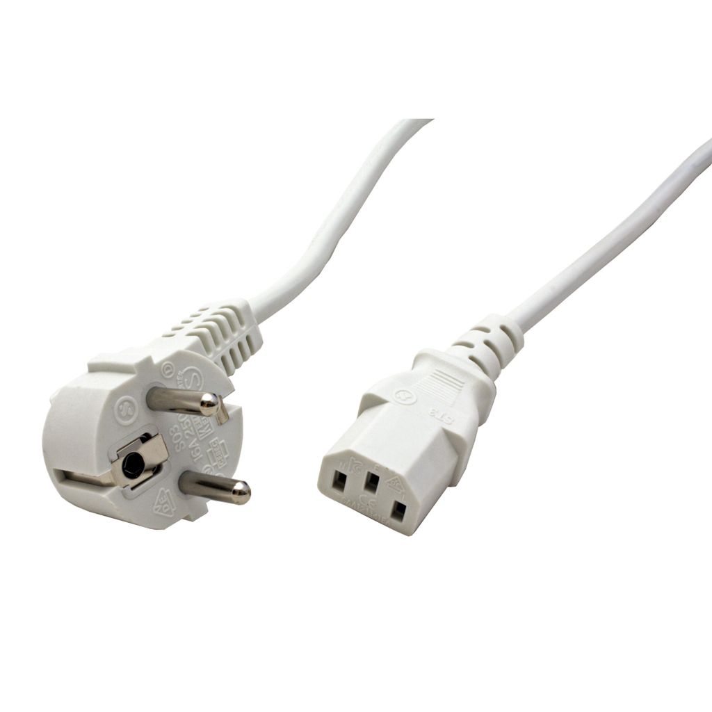 VALUE Kabel síťový, CEE 7/7(M) - IEC320 C13, 0,6m, bílý Obrázek produktu 