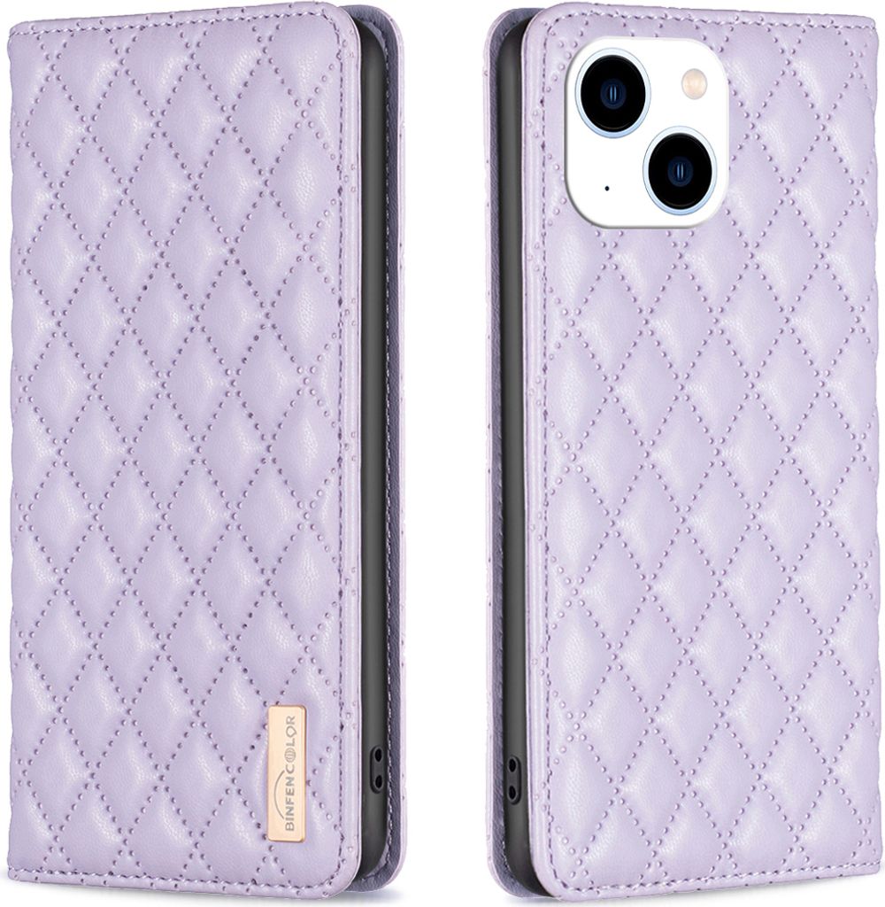 iPhone 14 Plus Hülle, Elegant Bookstyle Flip Leder Kartenfächer Schutzhülle mit Ständer für iPhone 14 Plus Lila