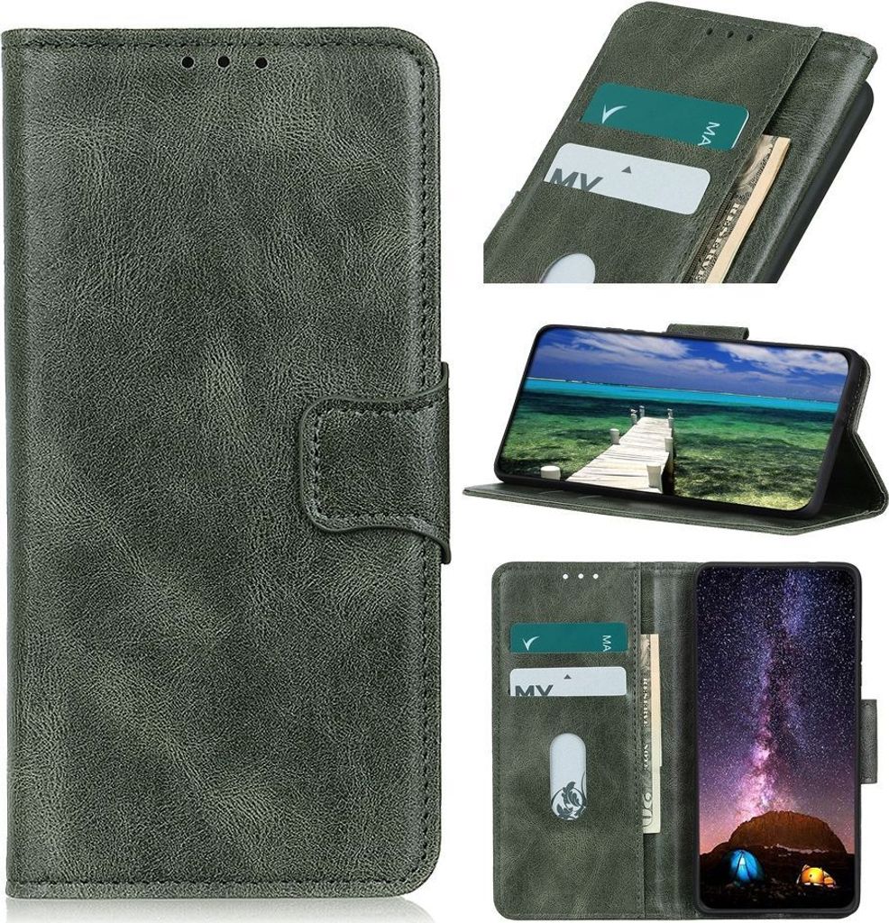 Mobigear Classy iPhone 13 Pro Max Hülle Klapphülle Geldbörse - Grün