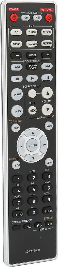 A remote control for an audio system.