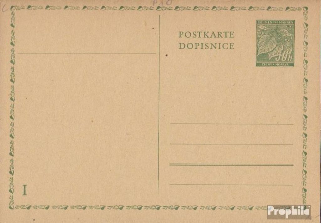 Belege Ganzsachen Böhmen und Mähren 1940 P10 Amtliche Produktbild 