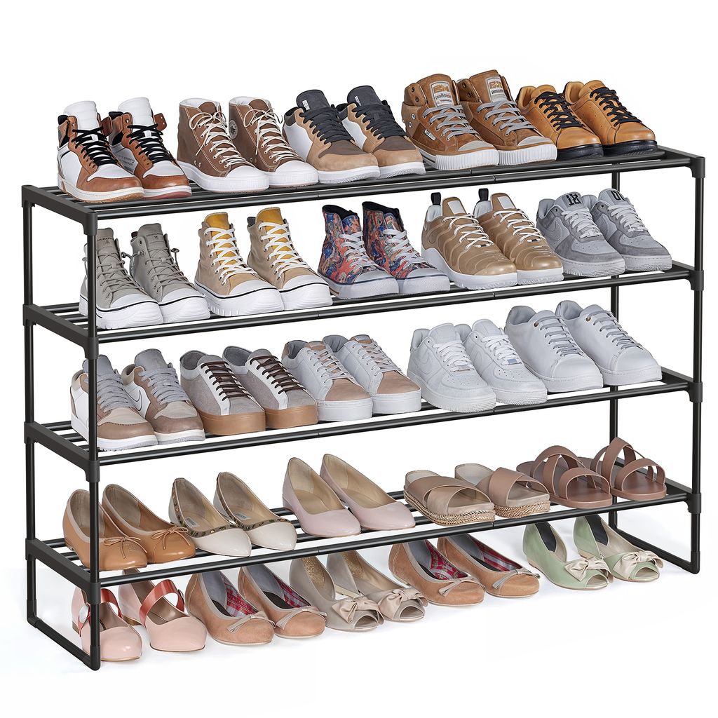 Schuhregal 4 Ebenen, Schuhständer Metall, 30 x 117 x 75 cm, Produktbild 