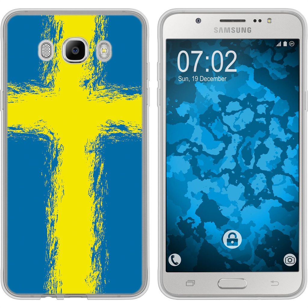 PhoneNatic Case kompatibel mit Samsung Galaxy J7 (2016) J710 Silikon-Hülle WM Schweden M12