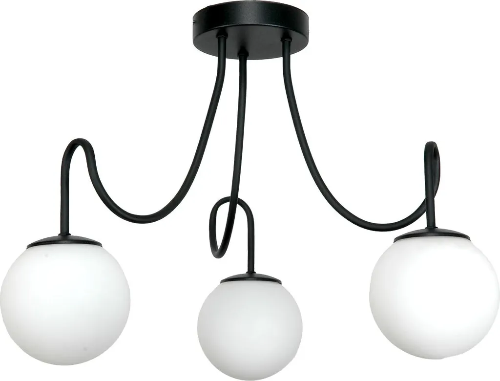 Lampe suspension design en verre blanc avec monture noire mate TED