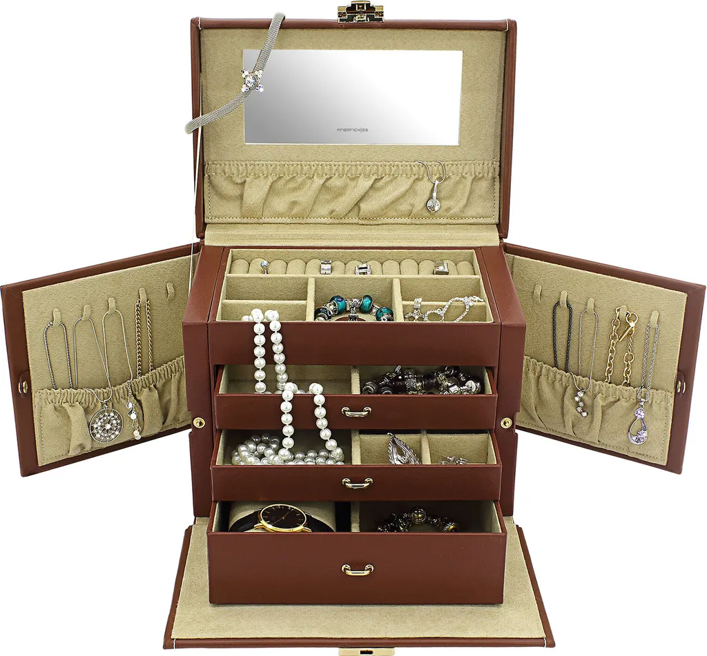 Rangement bijoux Friedrich 23 Cordoba en cuir brun pour voyage et maison