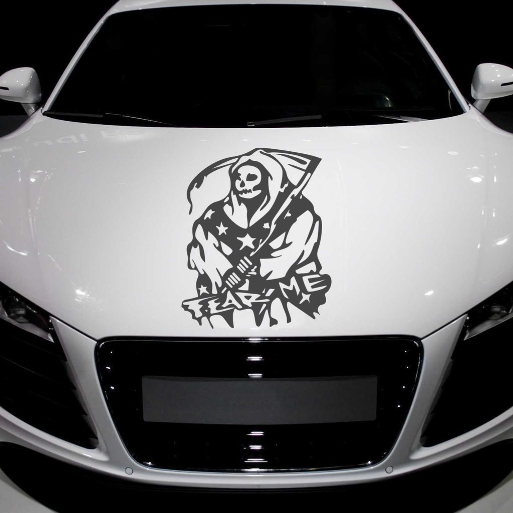Aufkleber - Autoaufkleber "Fear me" 60cm x 50cm Graphit metallic - Tuning Carystyling Heckscheibe Auto