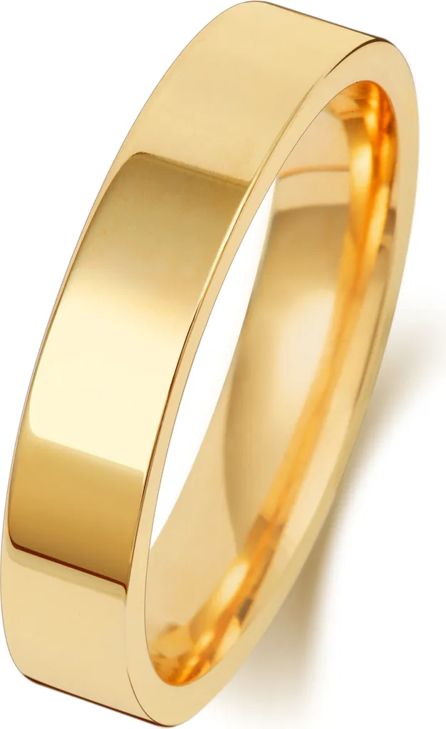 Anneau de Mariage en Or Jaune 4mm Alliance Plate Unisexe Taille 59 Mariage