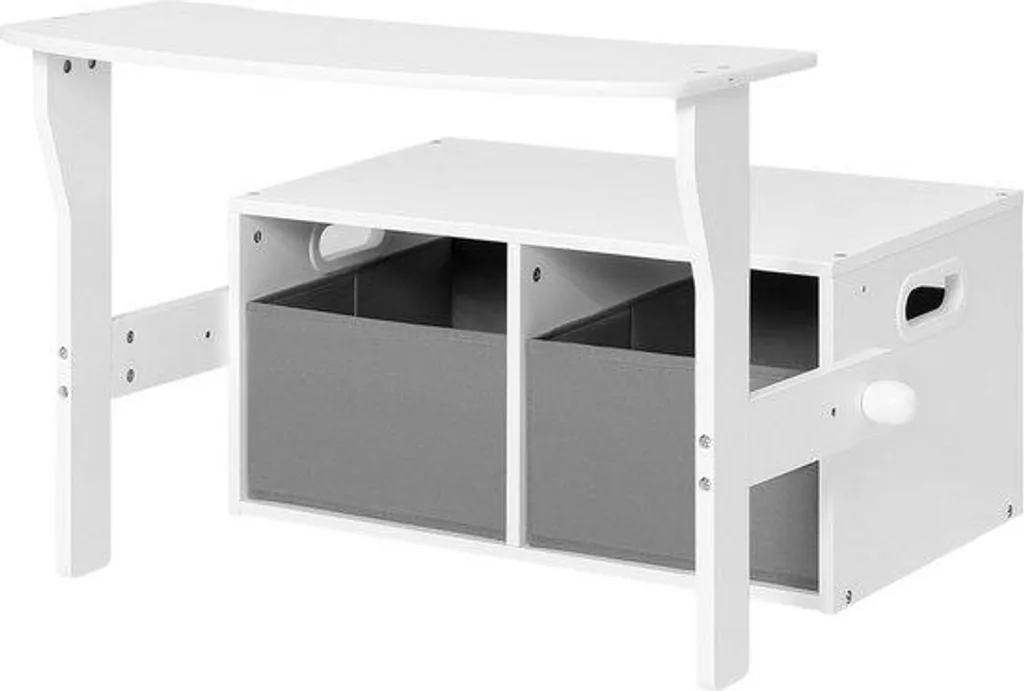 Chaise haute bébé stable et facile à nettoyer - Design MDF gris/blanc