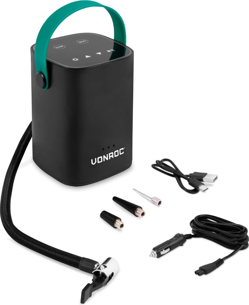 Vonroc Luftpumpe Kompressor - Akku, 20V, tragbar, Auto & Fahrrad