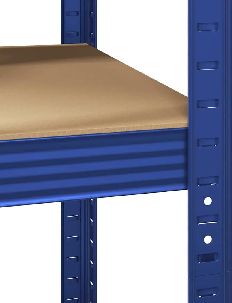 Meuble de rangement d'angle 5 tablettes Bleu Acier et Bois Composite - 9