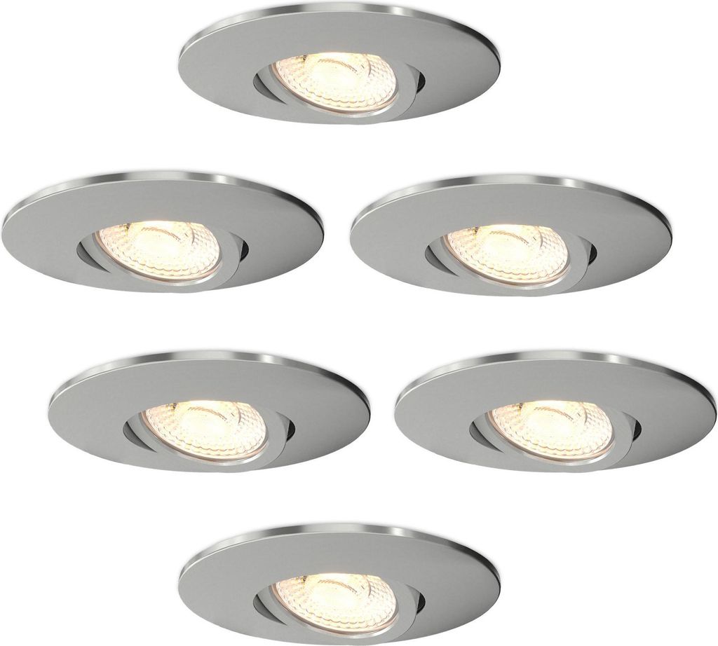 Ledvion - 6x LED Einbaustrahler, Nickel, 6W, CCT 2200K-4000K, Ø96mm, Edelstahl, IP65, Dimmbar