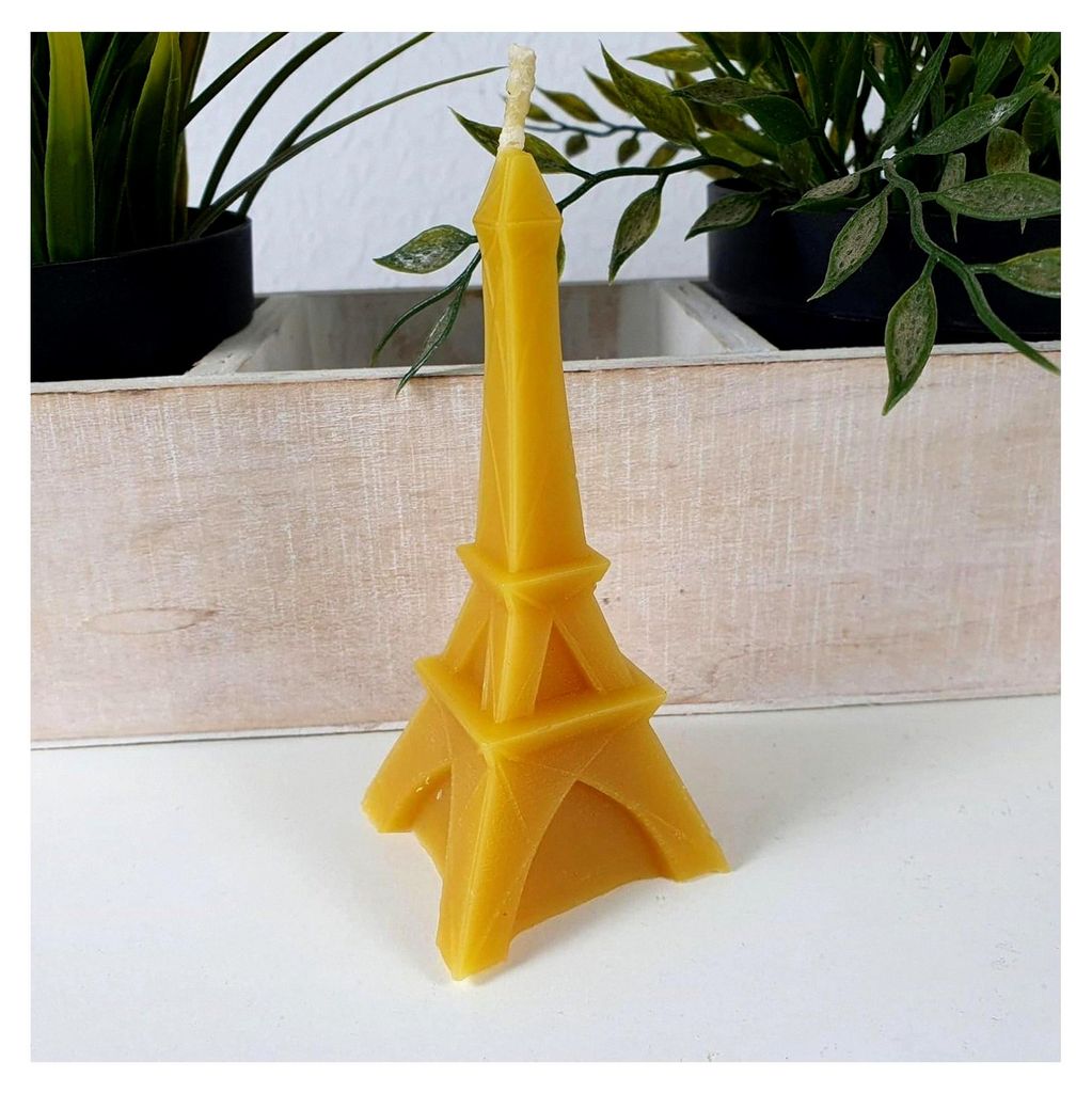 Bienenwachskerze Eiffelturm 10,5 cm – handgegossene Figurenkerze aus 100 % Bienenwachs