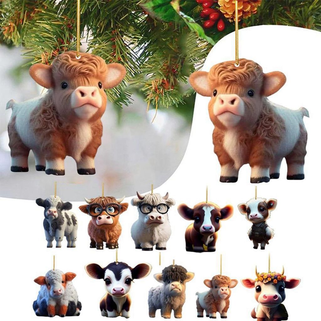 10 Stück Weihnachtsbaum Kuh Dekoration aus