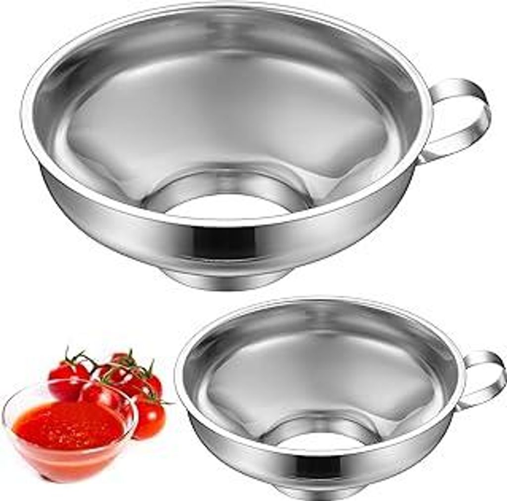 2 Stück Trichter Edelstahl Trichter Set, Marmeladentrichter, Einmachtrichter Edelstahltrichter Kleine und Große Öffnung, Küche Einfülltrichter...