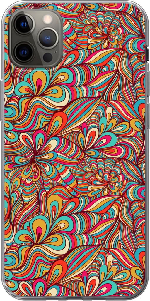 MuchoWow Handyhülle Schutzhülle Hülle für Telefoonhoesje iPhone 12 Pro Max Design - 70er Jahre - Fantasie - Farbe Silikon Softcase Handy Hül...