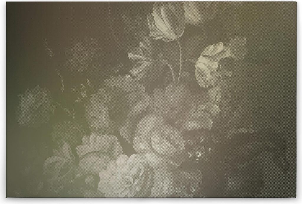 Leinwandbild Blumen 60 x 90 cm - Wandbild Braun Floral - Keilrahmenbild Wohnzimmerdeko Wanddeko Wandgemälde