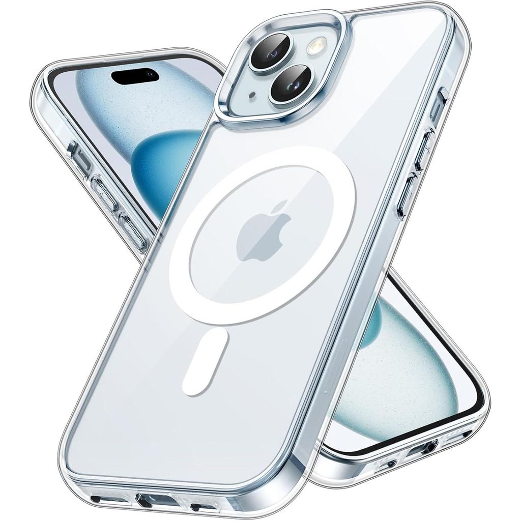 Hülle für Apple iPhone 15 Plus Schutzhülle MagSafe kompatibel Silikon Clear Case Transparent