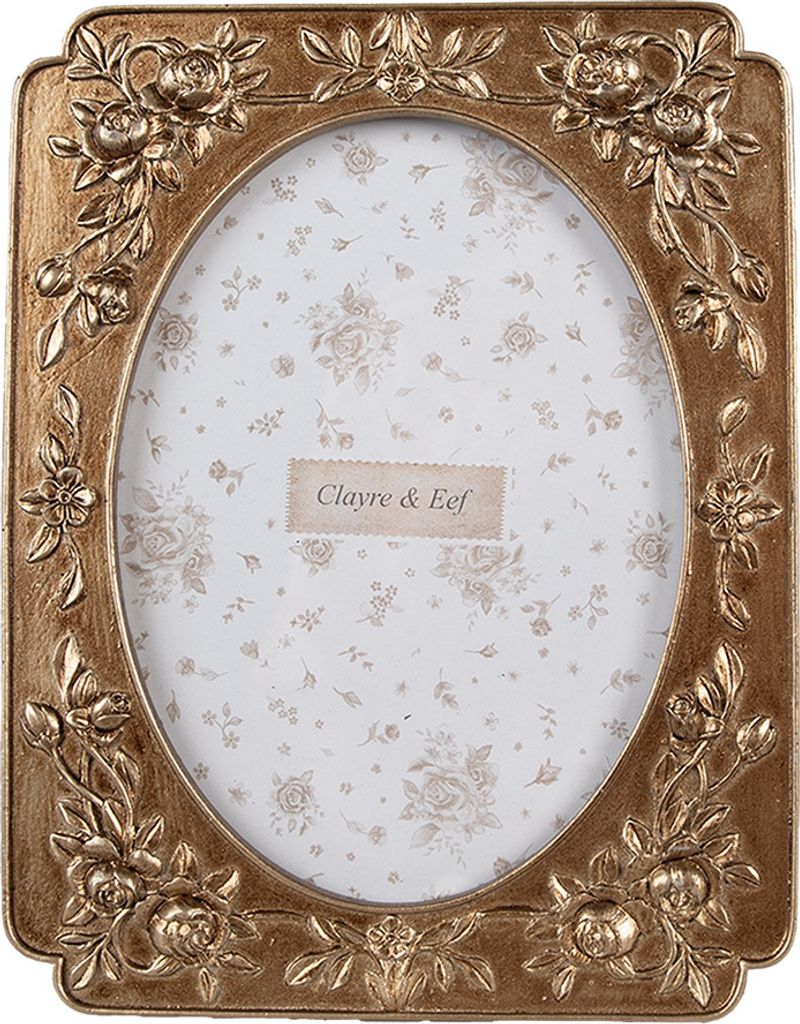 Clayre & Eef Bilderrahmen 10x15 cm Goldfarbig Kunststoff