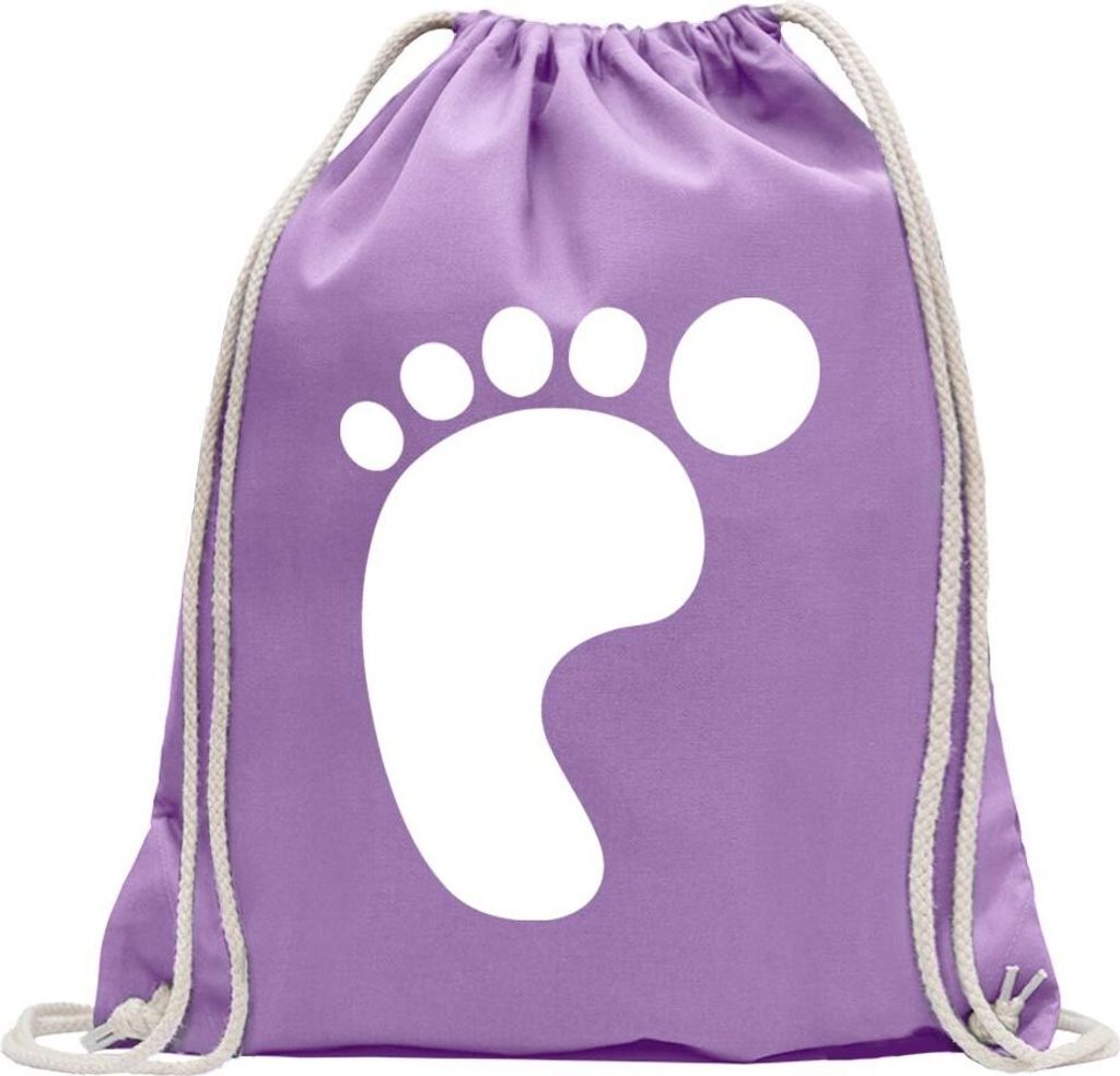 Kiwistar - Turnbeutel - lavendel - Fussabdruck Piktogramm - Fun Rucksack Sport Beutel Gymsack Baumwolle mit Ziehgurt