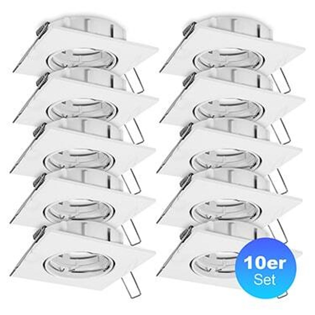 Einbaustrahler GU5.3, 10er Set max. 7W LED, 35 W Halogen, 12 V Aluminium in Weiß