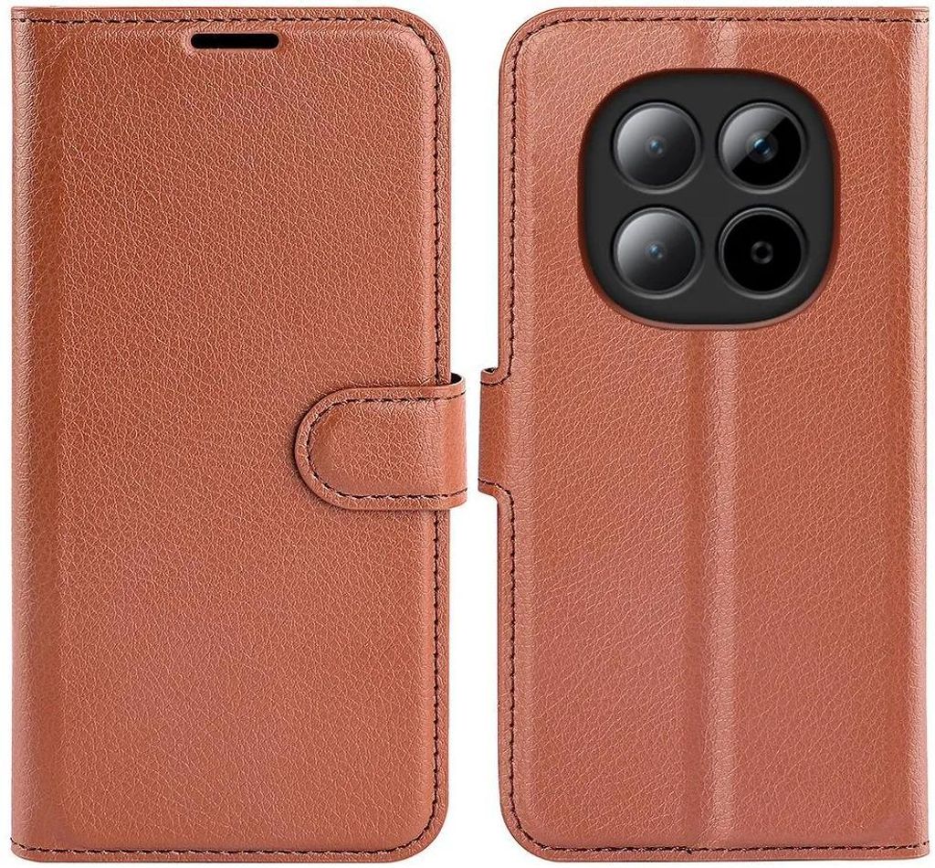 Hülle für Xiaomi Redmi Note 15 Pro Plus / Xiaomi Poco M8 Pro - Phonesta Litchi Skin Book Wallet Klapphülle - Braun