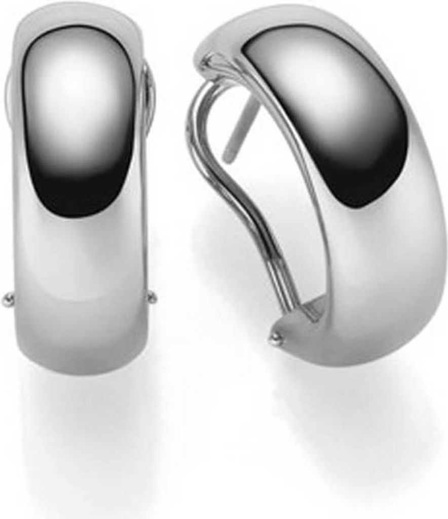 Ohrringe Halbcreolen Creolen 21,5x7,5mm 585 Gold Weißgold schlicht glänzend