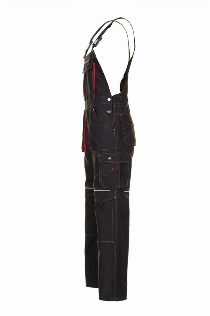 Planam Latzhose Basalt Gr. 56 anthrazit/rot Produktbild 