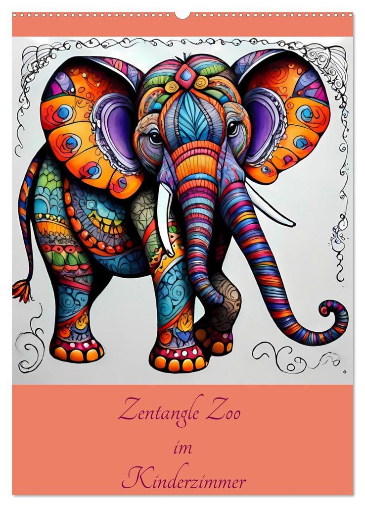 Zentangle Zoo im Kinderzimmer (Wandkalender 2027 DIN A2 hoch), CALVENDO Monatskalender