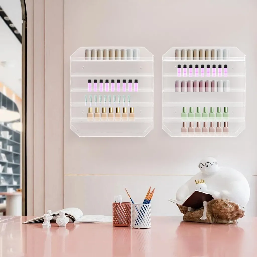 Présentoir mural pour salon de manucure : range vernis 6 tablettes