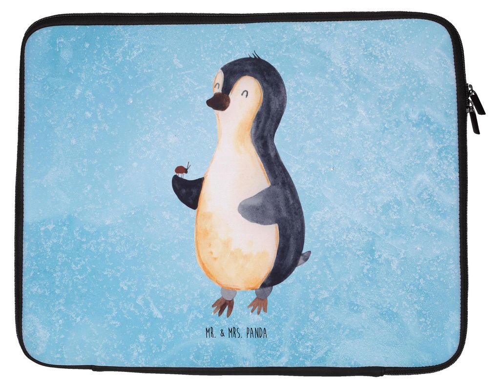 Mr. & Mrs. Panda Laptop Hülle Pinguin Marienkäfer 27 x 36 cm - Eisblau - Geschenk, Kleine Wunder, Liebe, Sleeve, Aufmerksam, Laptoptasche, Case, ...