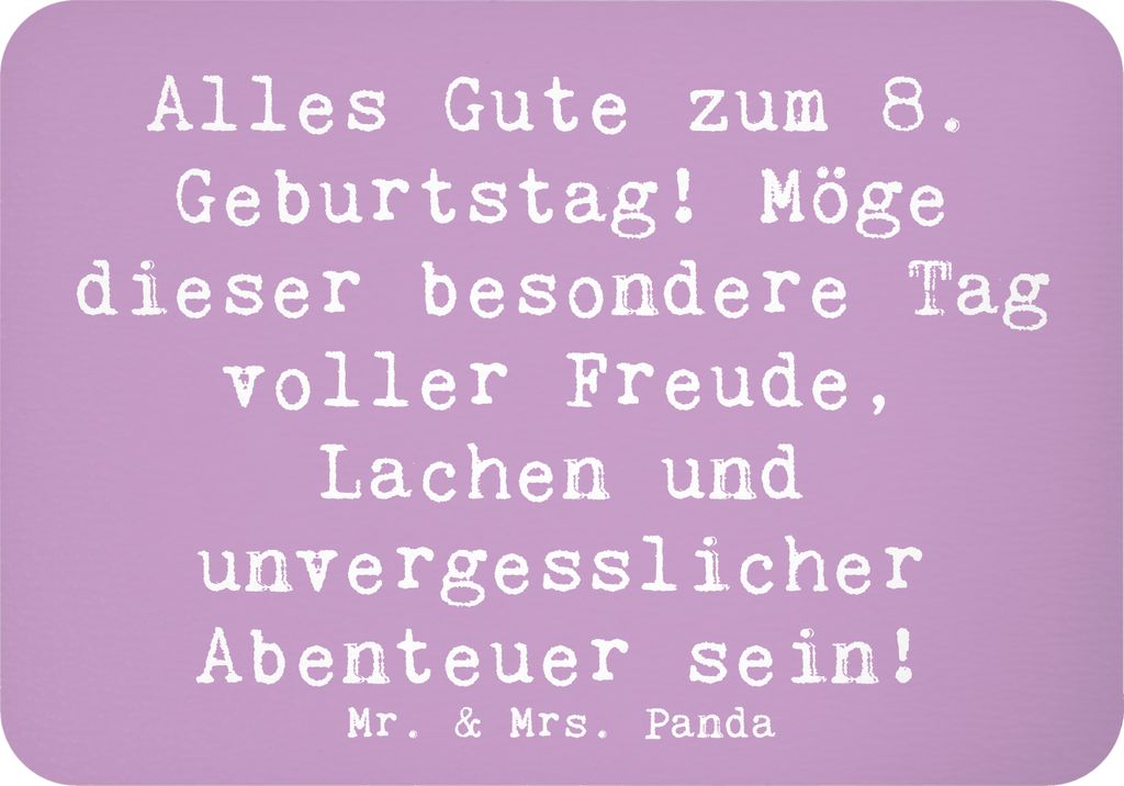Mr. & Mrs. Panda magnet Spruch 8. Geburtstag Abenteuer - Lavendeltraum - Geschenk, whiteboardmagnet, Alter, Happy Birthday, Freude, besonderer Tag,...