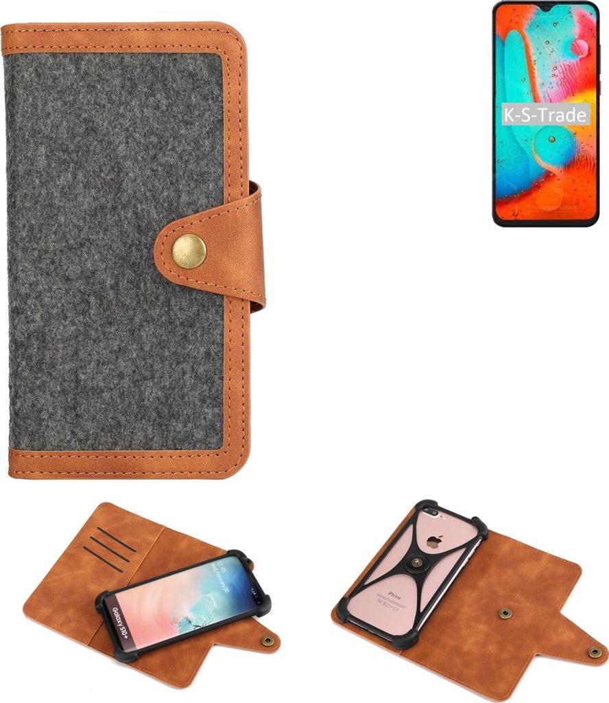 K-S-Trade Schutzhülle Handyhülle kompatibel mit Coolpad 26 Tibetan Peak Edition Filz Hülle Kunst-Leder dunkelgrau braun (1x)