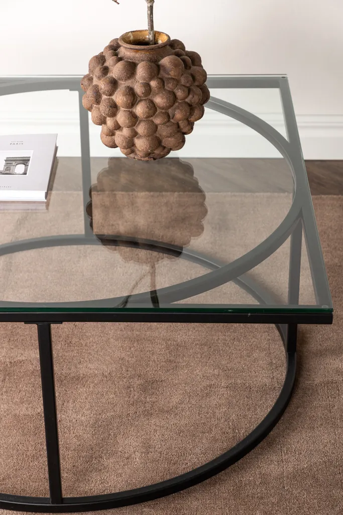 Table Basse Carrée Skanör 90x90 cm en Verre et Finition Noire Mate - 6