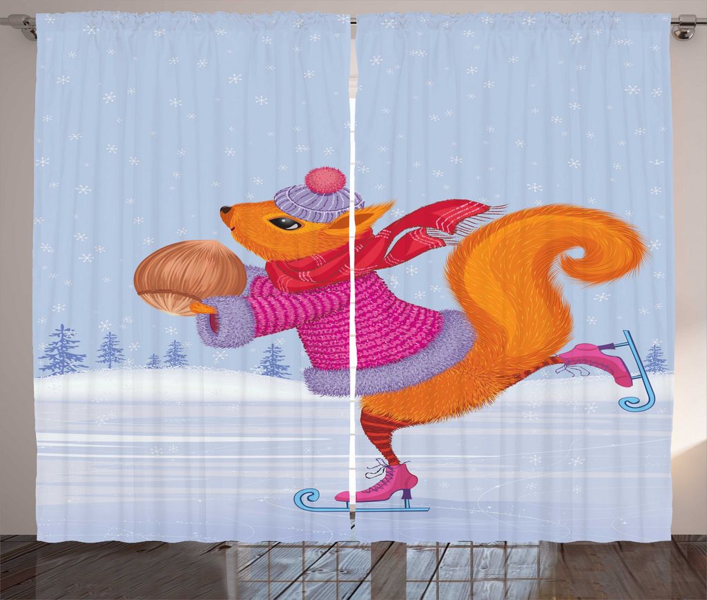 ABAKUHAUS Eichhörnchen Rustikaler Vorhang, Skating Tier mit einer Nut, Wohnzimmer Universalband Gardinen mit Schlaufen und Haken, 280 x 175 cm, Me...