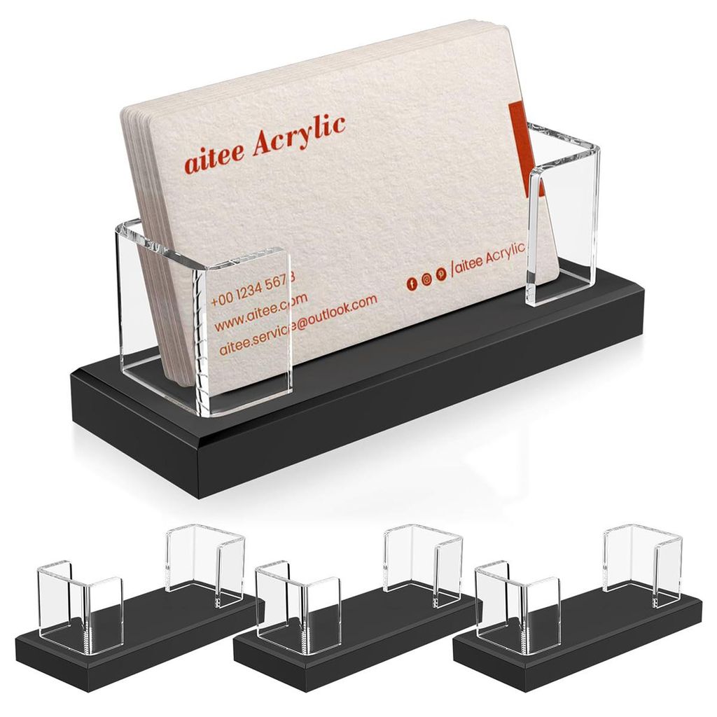 4er-Pack Visitenkartenhalter aus transparentem Acryl, bietet Platz für 60–80 Visitenkarten, geeignet für Messestände, Kaufhaustheken, Büros