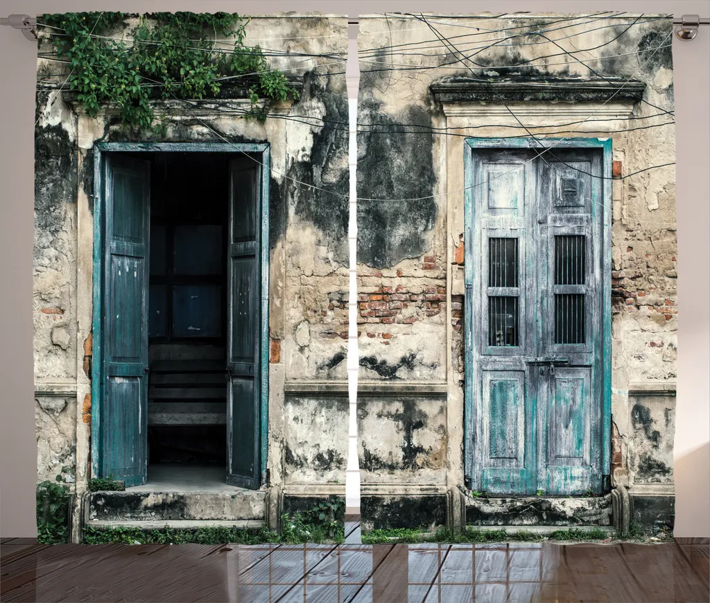 Rideau 280x225 cm anti-regards et décoratif Gris Bleu pour grandes vitres