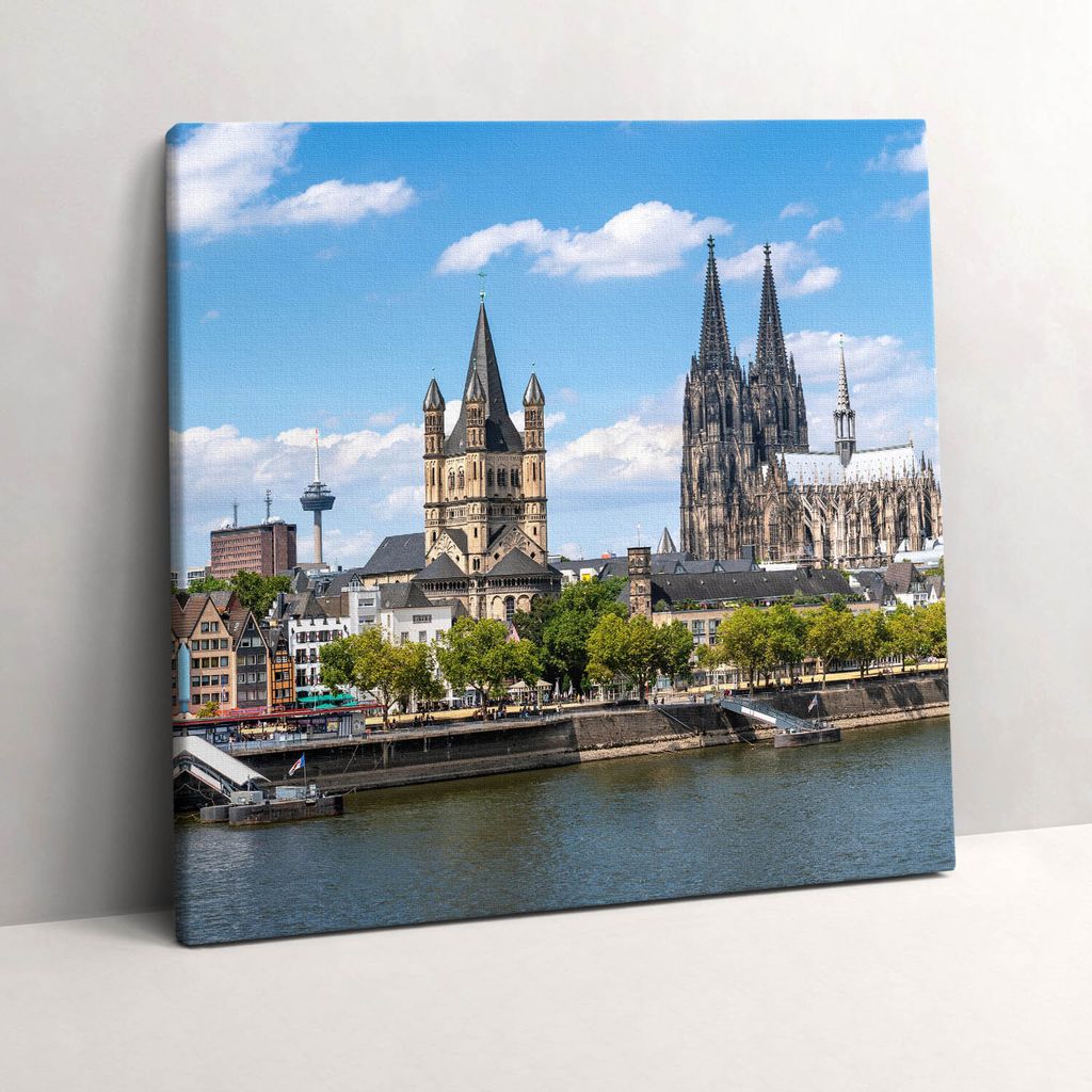 Panorama in Cologne – Leinwandbild Wandbild – 60x60 cm – Leinwandbilder – Wandbilder – Schlafzimmer – Flur