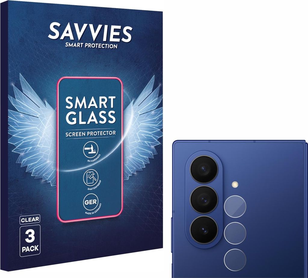 3x Savvies Schutzglas Folie für Samsung Galaxy Z Fold 7 (NUR Kameraschutz) 9H Panzer Schutzfolie Glas Displayschutz klar transparent