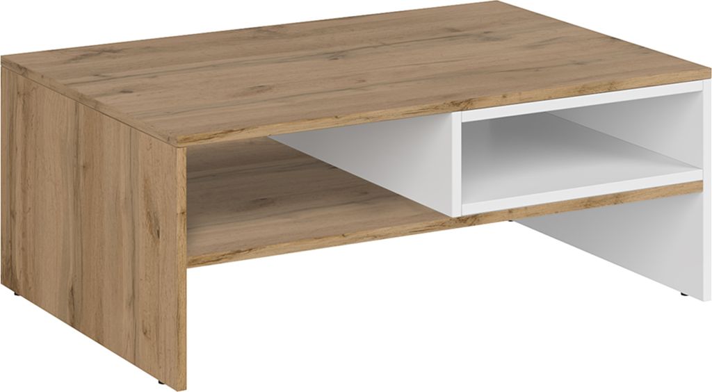 Konsimo Ein Kaffeetisch glänzend zeitloses Design moderner Stil "DAMINO", Weiß, laminierte Möbelplatte, Modern, 90x35,5x60 cm