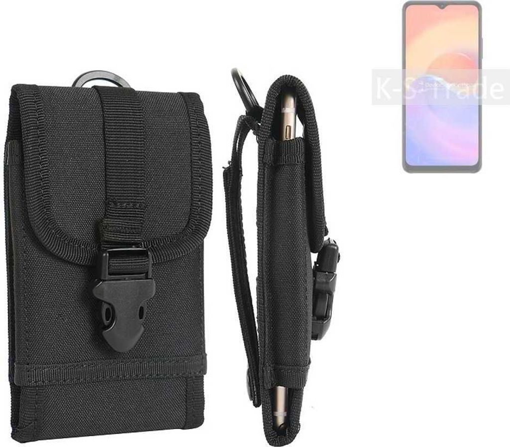 K-S-Trade Holster Handy Hülle kompatibel mit ZTE Voyage 30S 5G Holster Handytasche Gürtel Tasche Schutz Hülle Robust Outdoor schwarz