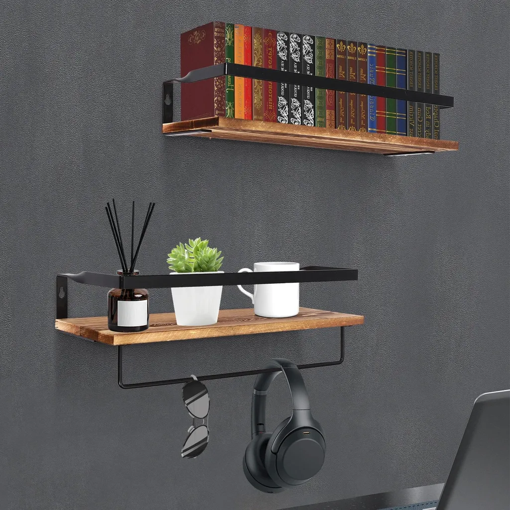 Étagère murale gain de place - Support métal pour petits objets et déco - 2