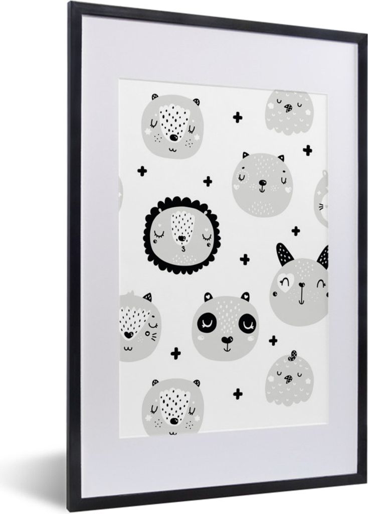 MuchoWow MuchoWow Gerahmtes Poster Tiere - Kinder - Löwe - Jungen - Mädchen - Baby - Kind 40x60 cm - Poster mit zchwarzem Bilderrahmen - Post...