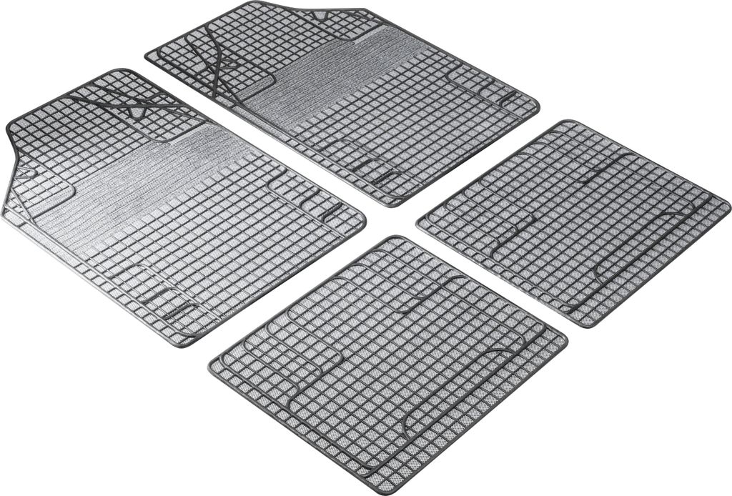 WALSER Universal Auto-Gummimatten-Set, Automatten 4-teilig zuschneidbar, Universal Fußraummatte Auto, PKW-Fußraummatten weiß/schwarz