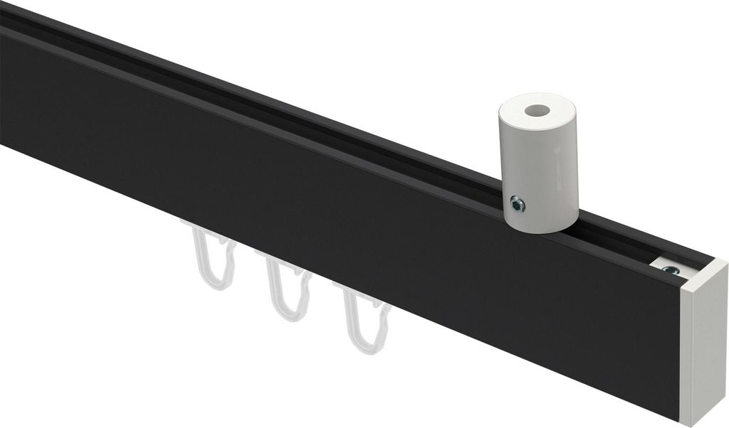Interdeco Innenlaufstange / Gardinenstange mit Innenlauf Schwarz / Weiß, Typ Sonius Paxo (Kappe) Deckenmontage, 14x35 mm 1-läufig, 100 cm