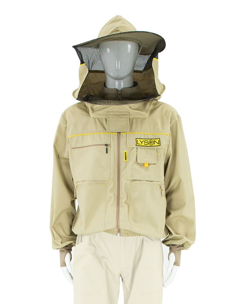 LYSON Imkerbluse mit abnehmbarem Hut/Imkerjacke mit Handstulpen mit Daumenloch Imkerbluse belüftet Professionelle Imkerbekleidung Imkerjacke mit R...