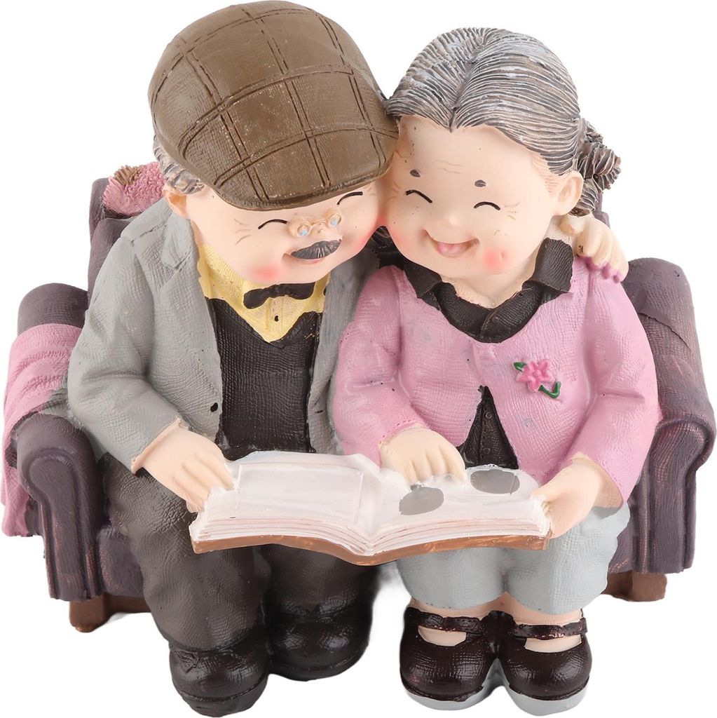 Harz Paar Figur glücklich alten Mann und Frau Statue Ornament für Hochzeit Home Decor
