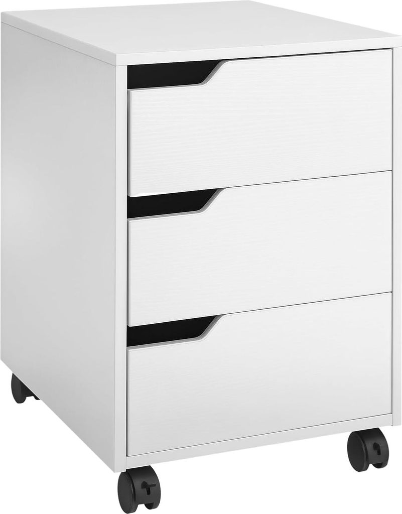 mobiler Schrank für Büro Türen aus Holz 3 Türen mit Rädern (2 mit Bremsen) 40 x 50 x 57,5 cm MDF